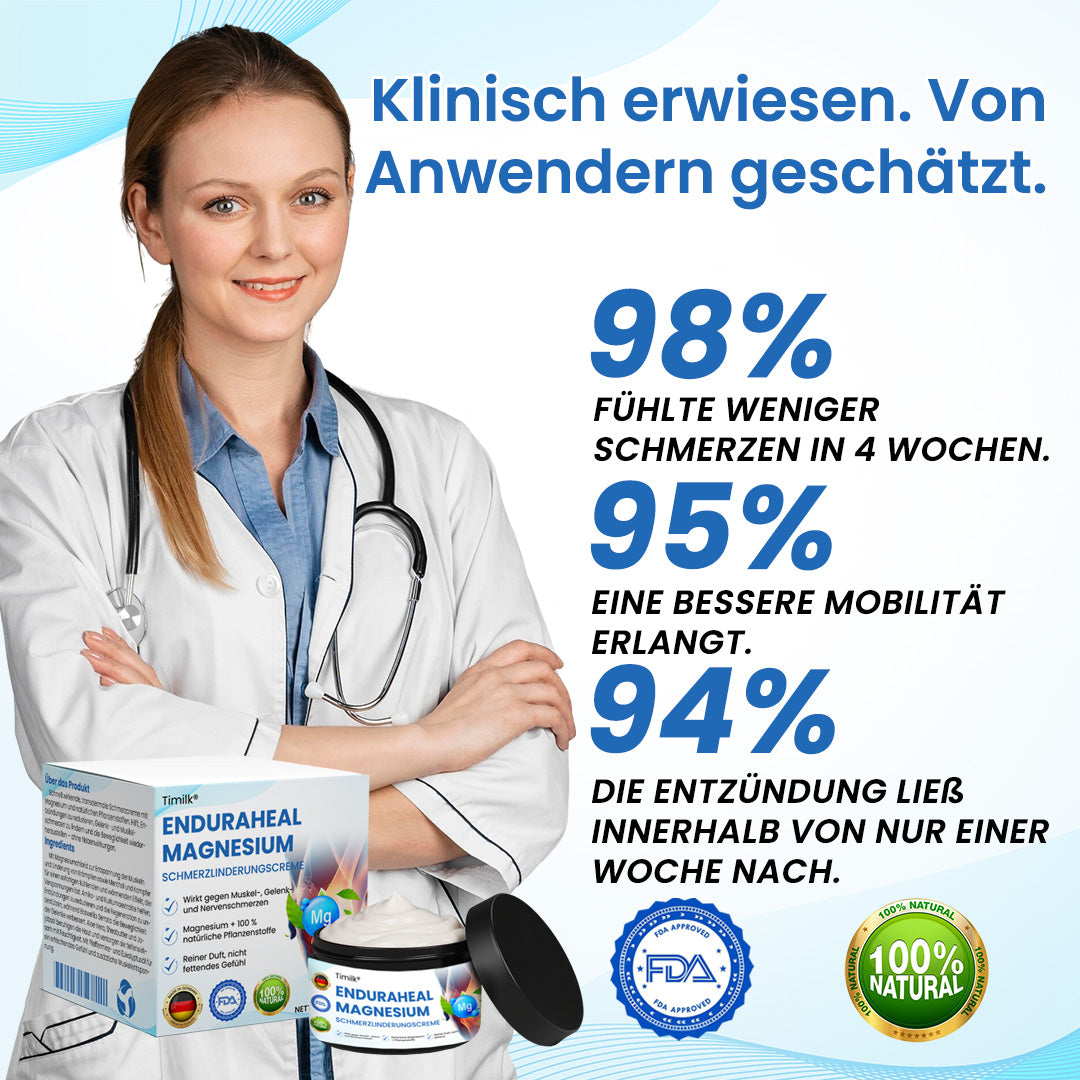 Timilk® EnduraHeal Magnesium Schmerz­Linderungs­creme 🏅