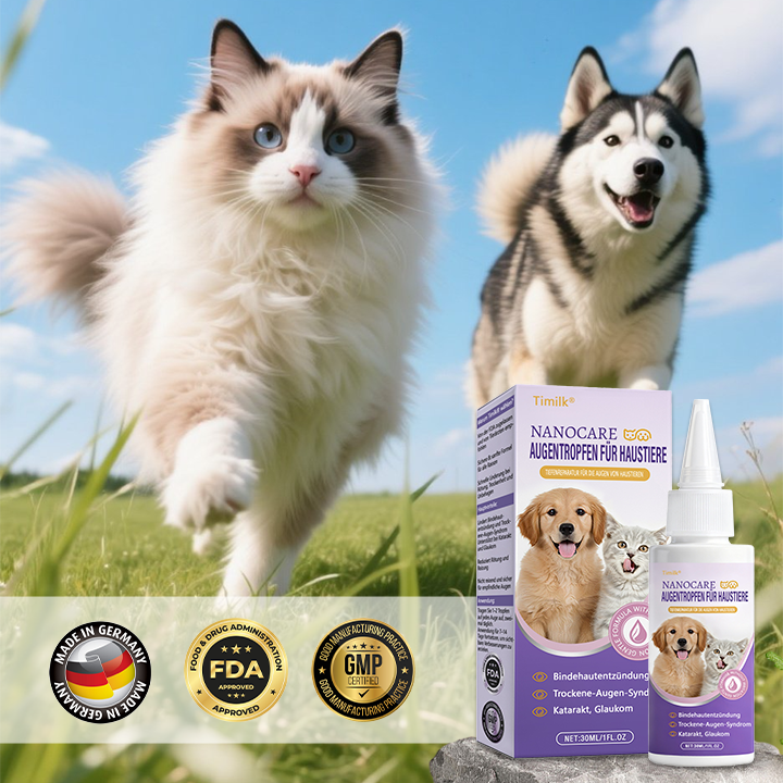 Timilk® NanoCare Augentropfen für Haustiere  👩‍⚕️ FDA-Zulassung | Lindert Bindehautentzündung, trockene Augen, Katarakte und Keratitis 🐶🐱