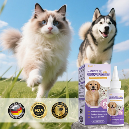 Timilk® NanoCare Augentropfen für Haustiere  👩‍⚕️ FDA-Zulassung | Lindert Bindehautentzündung, trockene Augen, Katarakte und Keratitis 🐶🐱