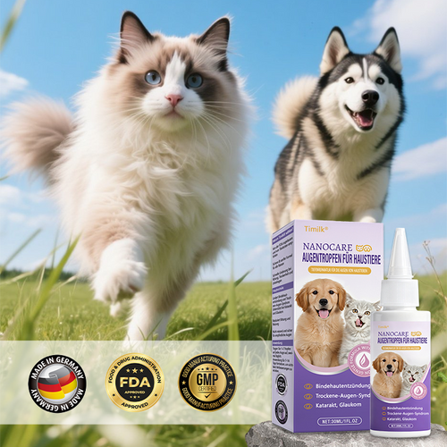 Timilk® NanoCare Augentropfen für Haustiere  👩‍⚕️ FDA-Zulassung | Lindert Bindehautentzündung, trockene Augen, Katarakte und Keratitis 🐶🐱