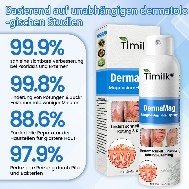 ✅ Offizieller Shop: Timilk® DermaMag Magnesium-Reparaturspray 🔥 FDA-zertifiziert (klinisch nachgewiesene Linderung bei Psoriasis, Ekzemen und chronischen Hautirritationen 🌿)