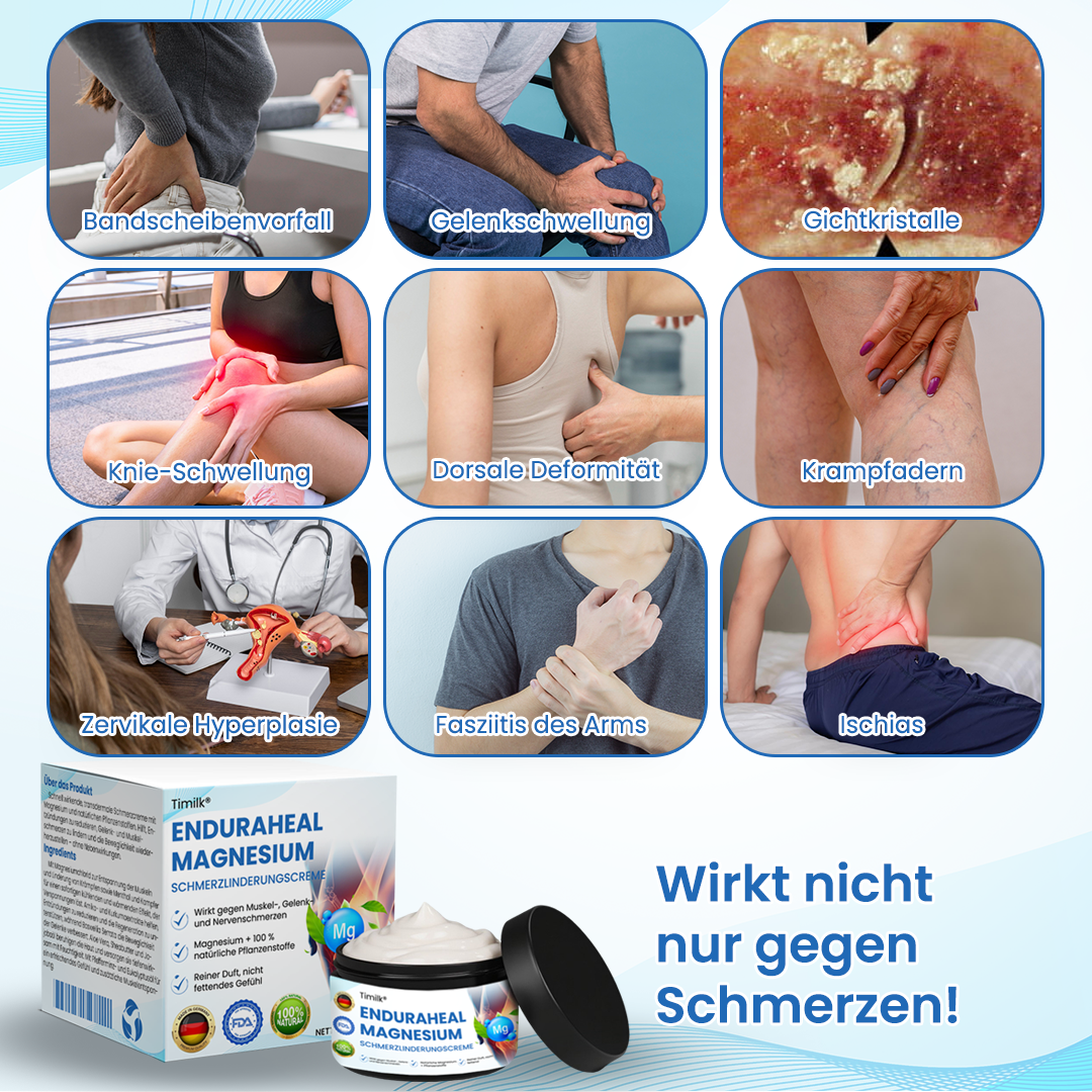 Timilk® EnduraHeal Magnesium Schmerz­Linderungs­creme 🏅