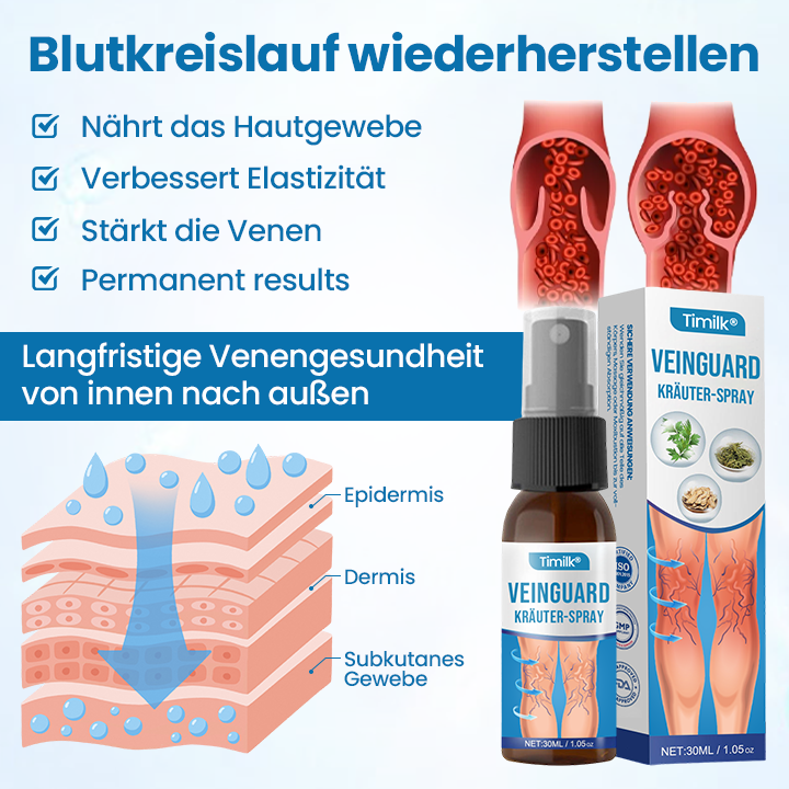 Timilk® VeinGuard Kräuterspray-✅Klinisch erwiesen, um Krampfadern in nur 7 Tagen zu beseitigen!