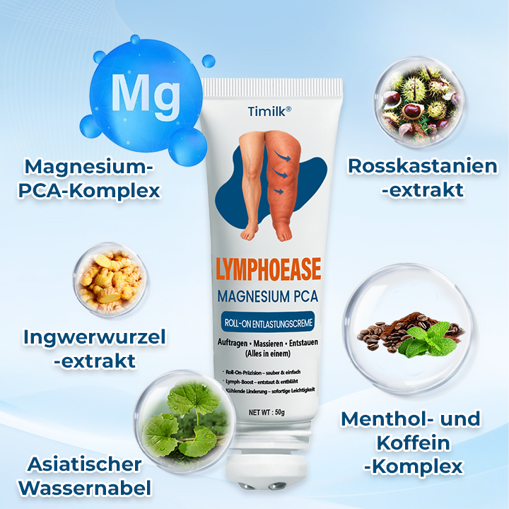 ✅ Offizieller Shop: Timilk® LymphoEase Magnesium PCA Roll-On Linderungscreme 🔥 FDA-zertifiziert (Klinisch erwiesene Linderung bei Lymphödemen, Beinschwellungen und schlechter Durchblutung 🩺)