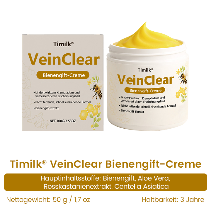 Timilk® VeinClear Bienengiftcreme |✨ Sichtbare Linderung in nur 7 Tagen! 🦵🌿