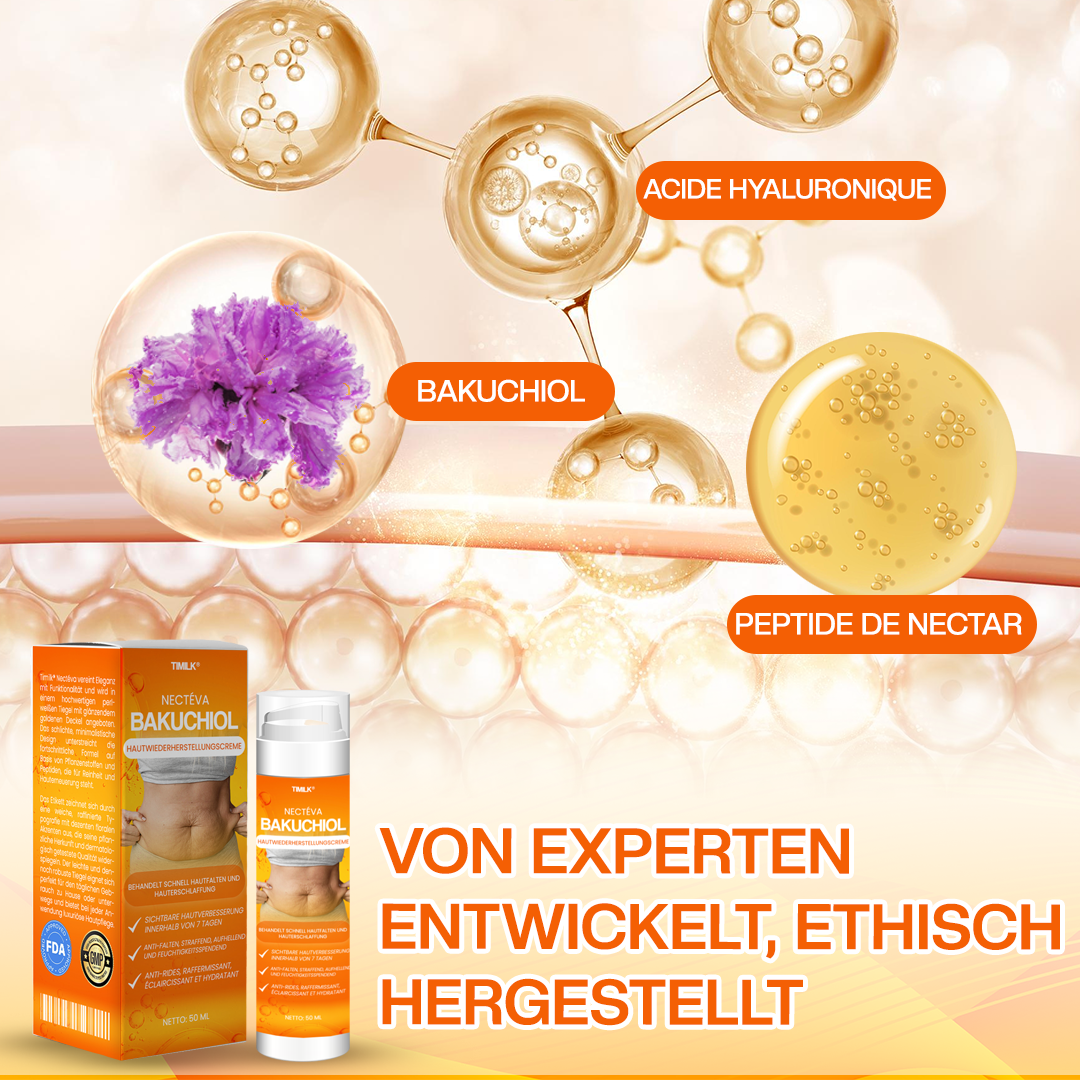 Timilk® Nectéva Bakuchiol Hautwiederherstellungscreme - (Anti-Aging, Feuchtigkeitsspendend, Hautstraffend & Lifting)